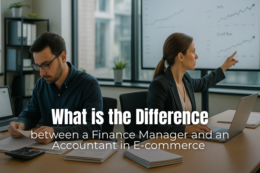 Financial manager in eCommerce analyzing P&L and cash flow reports on laptop