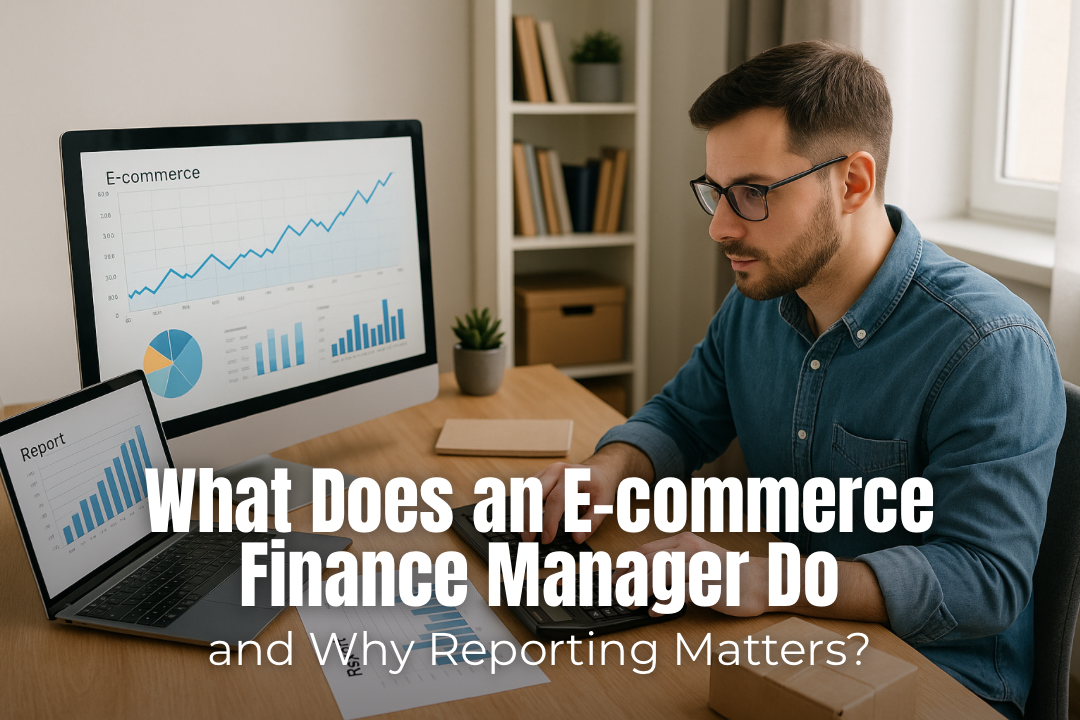 E-commerce finance manager analyzing reports and dashboards for business decision-making