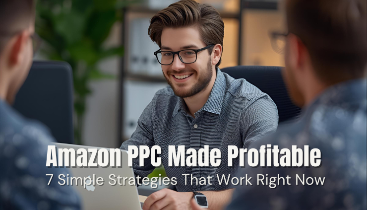 Smiling Amazon PPC specialist discussing profitable ad strategies with colleagues